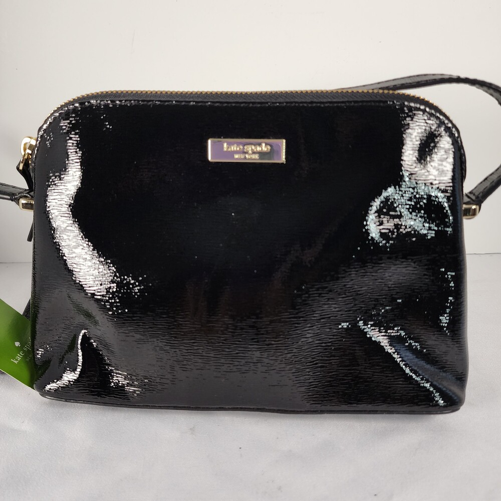 Kate Spade Hanna Bixby Place Black Patent Leather Crossbody Bag WKRU3538 NWT